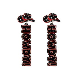 coadipress Western Cowgirl Acrylic HOWDY Glitter Drop Dangle Earrings for Women Rodeo Disco Cowboy Earrings Country Concert Party Southern Nashville Accessories Jewelry Gifts (Black Shiny)