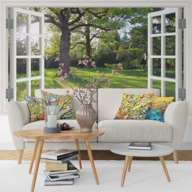 Unibedding Set of 4 Throw Pillow Covers Cases, Cotton Linen