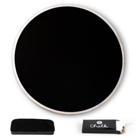 Better Office Products Large Round Magnetic Chalkboard with Wooden Frame for The Home & Office, 24"x24" with Mounting Hardware, 4-Piece Chalk Set, and Eraser Included (White Wash)