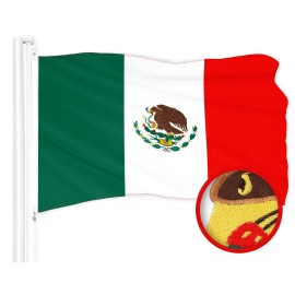 UD_G128 Mexico Mexican Flag  2x3 Ft  ToughWeave Series Embroidered 300D Polyester  Country Flag, Embroidered Design, Indoor/Outd