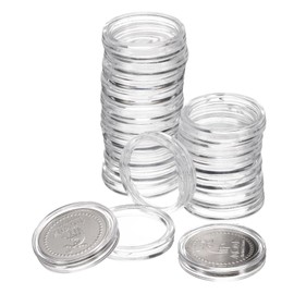 sourcing map 20 Pcs 21mm Silver Dollar Coin Holders, Plastic Coin Capsule Covers Acrylic Clear Round Coin Collection Supplies Container for Silver Coin Protectors or NFC Tag