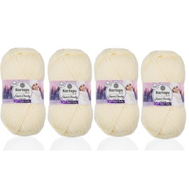 Kartopu Super Chunky Wool Knitting Rope (4 balls) per ball (skein) 100g thick winter knitting yarn (cream 34)
