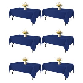 Niuara Navy Blue Rectangle Table Cloth - 6 Pack, 60" × 102" Washable Fabric Tablecloth for 5FT Tables, Wrinkle-Resistant & Heat-Proof Table Cover for Weddings, Dinners & Parties