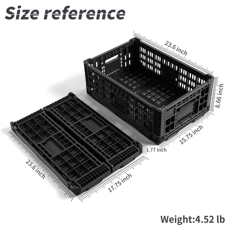 QTJH Collapsible Storage Bin Containe，52 Liter Transferheavy duty plastic storage