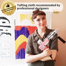 Foboull 80" x 40" Large Overlocking Primary Tufting Cloth for Rug Tufting with Marked Lines, Monks Cloth for Punch Needle for Most Tufting Frame