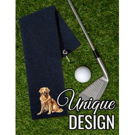 CybGene Golden Retriever Gifts Golf Towel, Gifts for Golden Retriever Lovers, 40 x 60cm Microfiber Golf Towel for Golf Bags for Birthday, Christmas