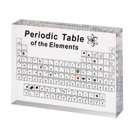 Sparklenut Periodic Table with Real Elements Inside, Acrylic Periodic Table of 83 Elements, Samples Periodic Table Display Gift for Students Teachers Children Students Craft Decoration (A)