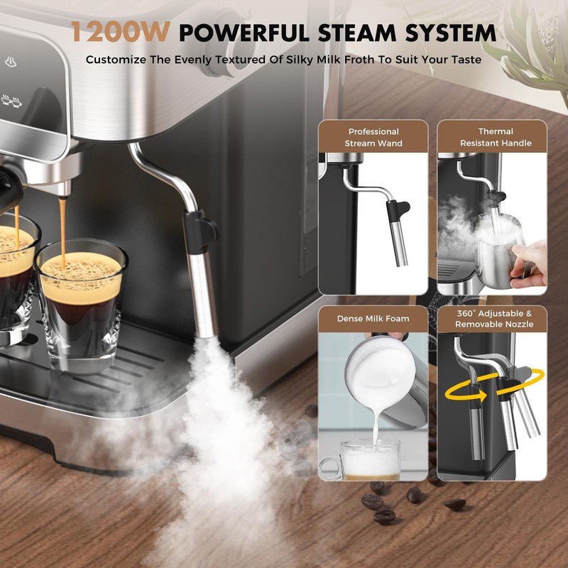 LERTIN Espresso Machine 20 Bar, Professional Espresso Maker With Auto