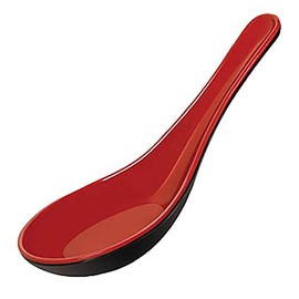 1 X Black/Red Melamine Soup Spoon 5.5in L #026/BR