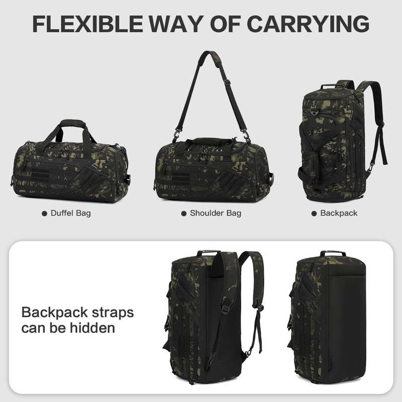 3-in-1 Tactical Gym & Travel Duffle Bag Backpack Men Multi-Functional