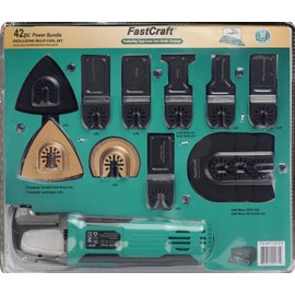 42pc Multi Tool, Great Holiday Gift, PRO 86225-1 (5.0A PEAK/Keyless/6 Speeds/3-4 Angel Cut) 40pc Oscilating PRO Blades Sanders + Tote [Retail Pack] FastCraft Brand at Costco