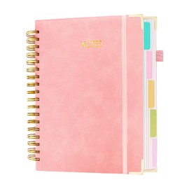 Layway 5 Subject College Ruled Notebook, Hardcover Spiral with Removable Dividers - 8x10 Inch 300 Pages No Bleed Paper for School, College, Work, Students (Black)