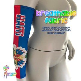 EVERYTHING CROPOVER Haiti Flag Arm Sleeves for Carnival J'ouvert Basketball | Men Women UV Protection Compression | 1 pair Haiti Flag