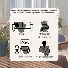 Dalisa 100% Organic Turkish Cotton Throw Blanket - GOTS Certified, Cozy - Perfect for Couch, Bed, and Home Decor - Boho Vintage Knit Alina (Dark Grey, 50x60)