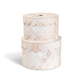 BIGSO BOX OF SWEDEN WILMA Set of 2 Round Storage Boxes with Lids - Organiser Box with Lid for Clothes, Toys etc. - Decorative Round Box Made of Fibreboard and Paper - Beige