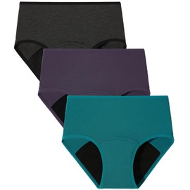 BAMBOO COOL Womens Period Underwear Heavy Flow Absorbent Panties High Waisted Leakproof Postpartum Maternity Panties,3 Pack