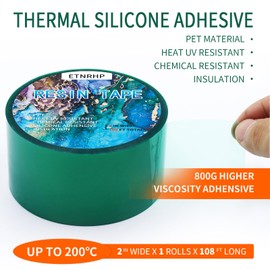 ETNRHP Viscosity 800G Resin Tape for Epoxy Resin Molding Silicone Thermal Adhesive Release Tape Oxidation and High Temperature Resistance Easy Peeling for River Tables Bezels Jewelry Making-2INx108FT