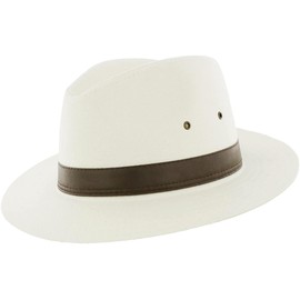 The Hat Company Mens Cotton Fedora A232 , Small 57cm, Beige