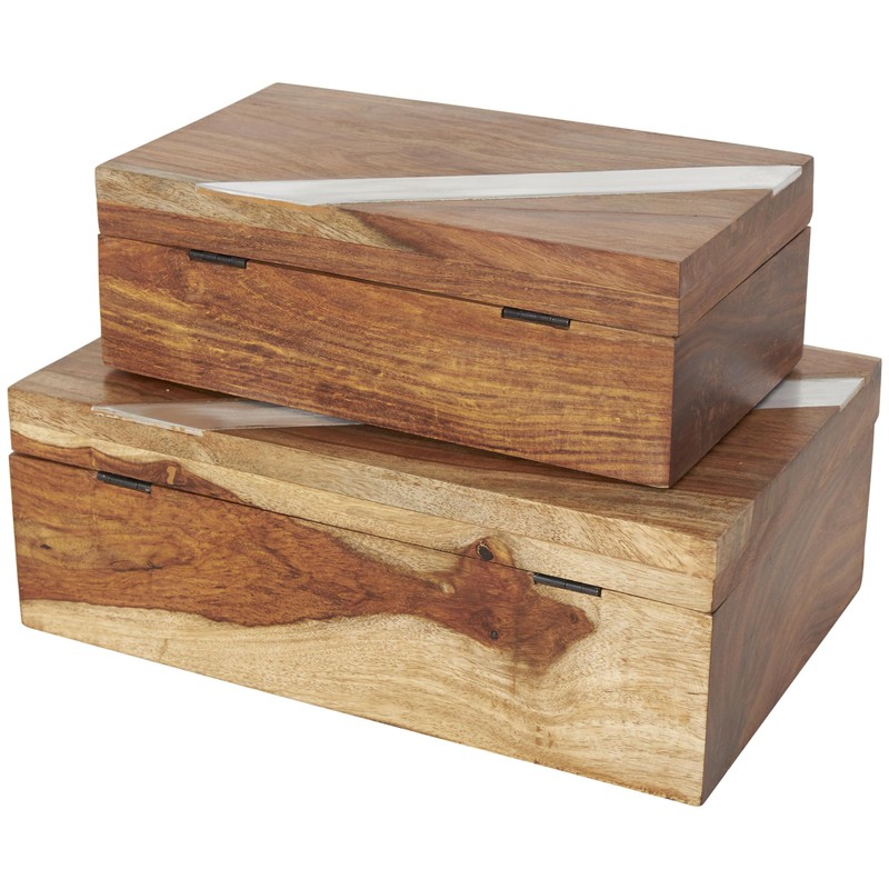Deco 79 Mango Wood Decorative Box Decorative Keepsake Boxes with