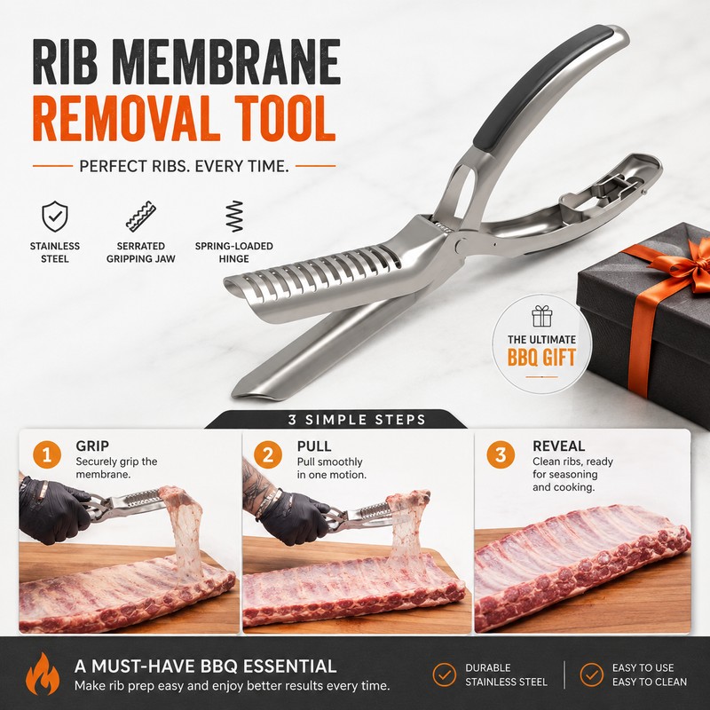 BBQ Rib Membrane Removal Tool for Meat Prep – Stainless