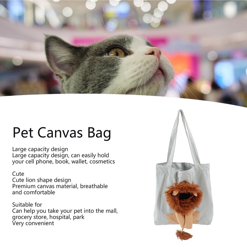 Pet Canvas Bag Cute Lion Shaped Multi Purpose Portable Pet