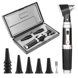 Otoscope Kit, Ear Scope with Light, 3X Magnification, 4 Speculum Tips Size, Ear Infection Detector, Otoscope Ear Care Tool Fit for Adults, Kids, Baby, Elder, Pets, Animals, Pocket Size, Black