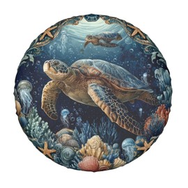 Sea Turtles Spare Tire Cover Wheel Protectors Weatherproof Sun Protection Covers Universal for SUV Jeep Travel Trailer 15"