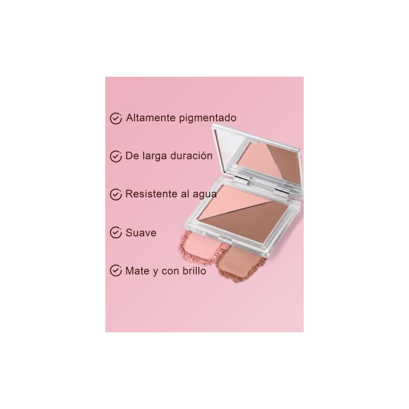 Erinde 3 tonos Cosmetics Powder Blush Palette Mate,01
