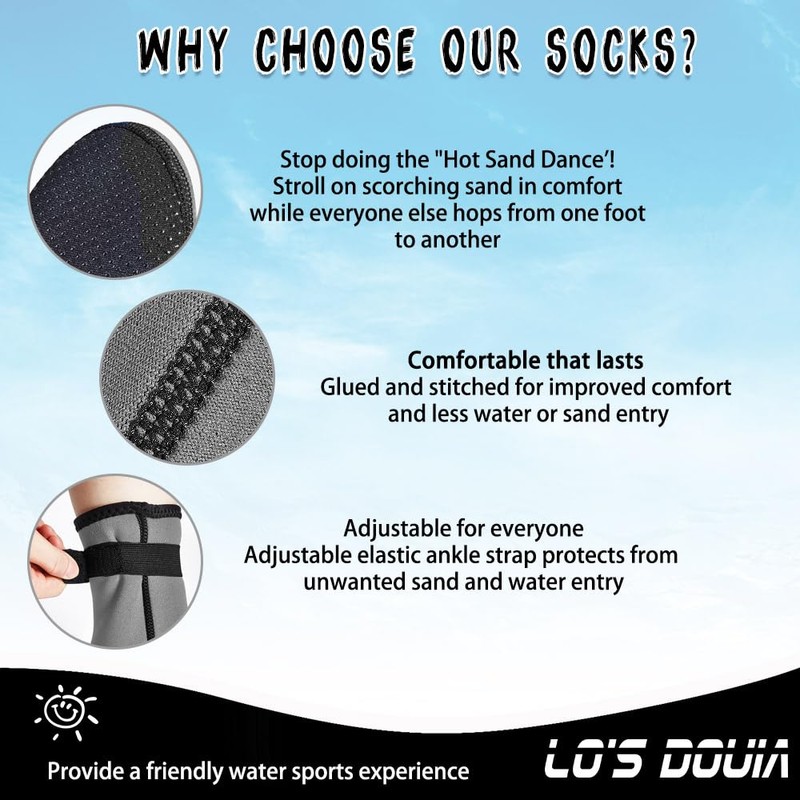Lo's Douia Neoprene Socks 3mm Diving Socks Wetsuit Socks Thermal