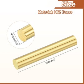 uxcell 1 Pcs 5/8"(16mm) Dia Brass Solid Round Rod, 4"(102mm) Length H62 Brass Lathe Bar Stock Round Brass Rod for DIY Crafts Industry Construction