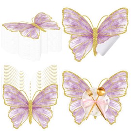 Butterfly Paper Placemats Disposable Colorful Butterfly Table Mats for Spring Summer Wedding Baby Shower Birthday and Holiday Party Kitchen Dining Table, 13 x 10.8 Inches(Purple,50 Pcs)