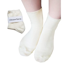 Chica Hurra Women's Socks, Low Crew Length, 9.1 - 9.8 inches (23 - 25 cm), Same Color, Set of 2, Made in Japan, white (off-white)