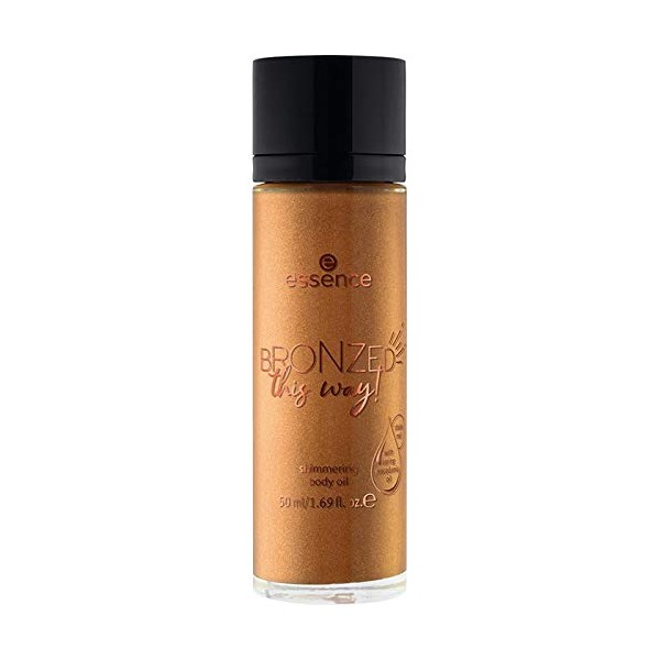 essence Bronzed This Way! Shimmering Body Oil, No. 01, Gold, Acetone-Free, Vegan, No Preservatives, Alcohol-Free, Pack of 1 (50 ml)