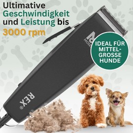 Moser Rex 1230 Hunde-Schermaschine mit Aufsteckkamm Set - leise Schermaschine für mittelgroße Hunde und Katzen - leistungsstark & robust - Tierhaarschneider Trimmer für Fell und Pfoten
