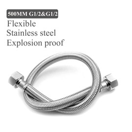 1PCS Flexible Pipes for Bathroom/Kitchen/Toilet Taps British Standard Pipe M10 x1/2 Fitting 500mm Long