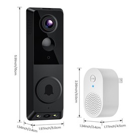 Smart Wireless Doorbell Camera, Security Video Doorbell Camera with Chime, Al Smart Human Detection, 2-Way Audio, 1080P Video, Dual Cameras for Unmatched Coverage, Instant Alert, Night Vision, Cloud Storage Service, Battery Powered, 2.4Ghz WiFi Only