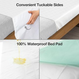 SOLOSHINE Bed Pads Washable Waterproof, Queen Size Incontinence Bed Pads, Waterproof Bed Pad & Pee Pad, Perfect for Kids, Adults and Elderly - 54" x 36" with 2 Tucks (36" x 23") - 1 Pack