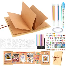 DIY Photo Album, Small Stretchy and Foldable, Small Photo Album with Photo Stickers, Photo Book Scrapbook for Graduation, Birthday, Valentine's Day (11.5 x 17.5 cm)