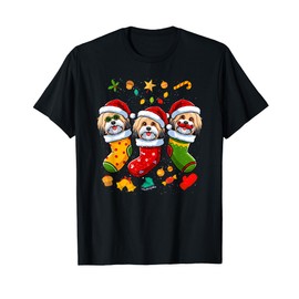Havanese Santa Claus Christmas Stocking Dog X-Mas Dogs T-Shirt