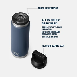 YETI Rambler 26 oz Bottle, Vacuum Insulated, Leakproof, Stainless Steel with Chug Cap, Rescue Red/White/Navy