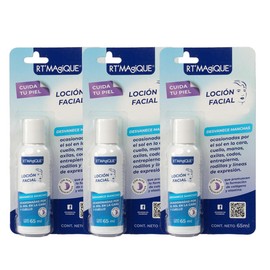RT MAGIQUE  Loción Aclarante 3 piezas  Aclarador de piel  Despigmentante facial con Ácido Láctico y Glicólico  Uso Nocturno  Quita manchas para piel  