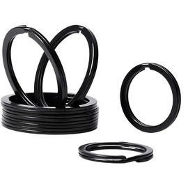 Rohans 10 Pcs 25 mm Metal Flat Split Key Ring Circular Keychain Hoops Keyring Loop Keyring Connector (Black)