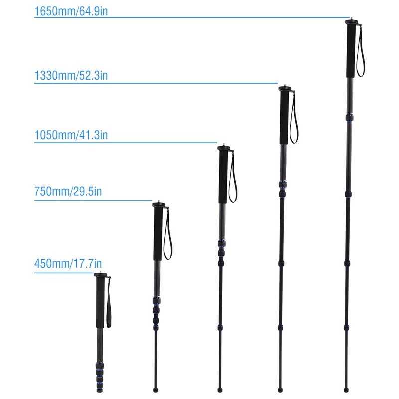 C-222 Carbon Fiber Portable Outdoor Telescopic Monopod Tripod Mountaineering Cane