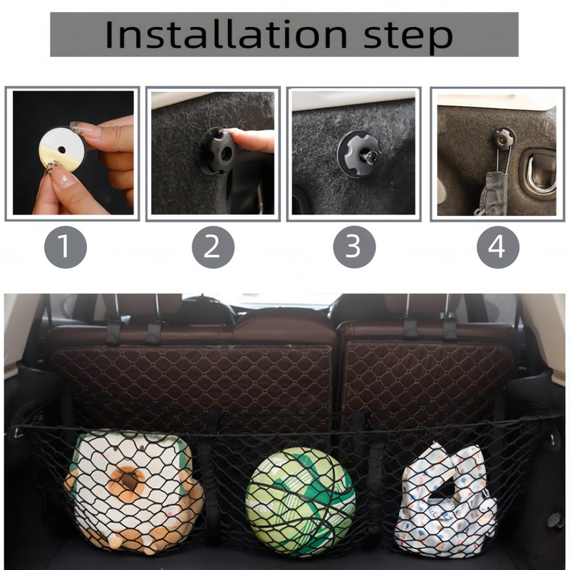 Ai-OUMLEEF Automotive Cargo Net,Detachable Cargo Net Trunk Bed Organizer, Cargo