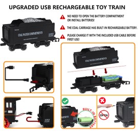 Train Set for Kids,Remote Control Electric Train Set for Children with Tracks,Steam Locomotive Engine w/Smoke Sound Light Cargo Vehicle,Christmas Birthday Toys for Boy for 3 4 5 6 7 8+ Year Old Kids