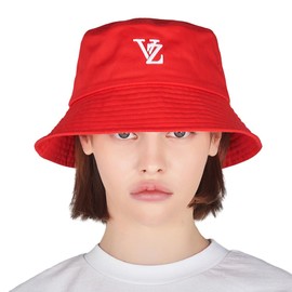 VARZAR Bazaar 3D Monogram Color Bucket Hat, 8 Colors, Unisex, Korean Brand, Hat, UV Protection, Deep, Small Face Effect, SNS Topic, Celebrity Wear, red