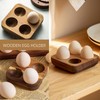 4 Slots Wooden Egg Tray, Egg Holder for Kitchen Refrigerator