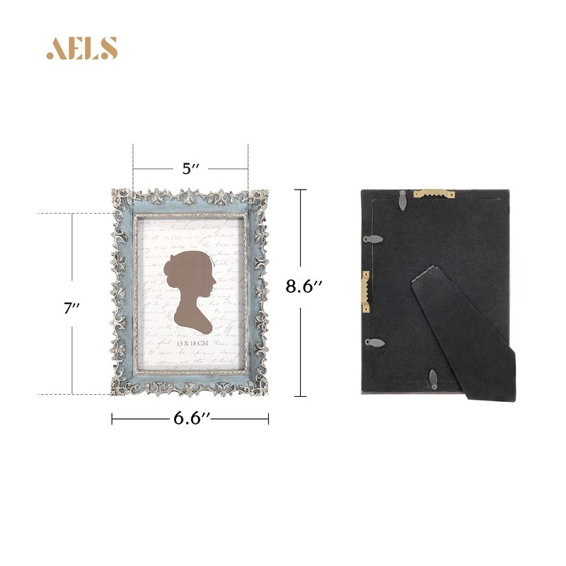 AELS 5x7 Inch Vintage Picture Frame, Elegant Antique Photo Frames
