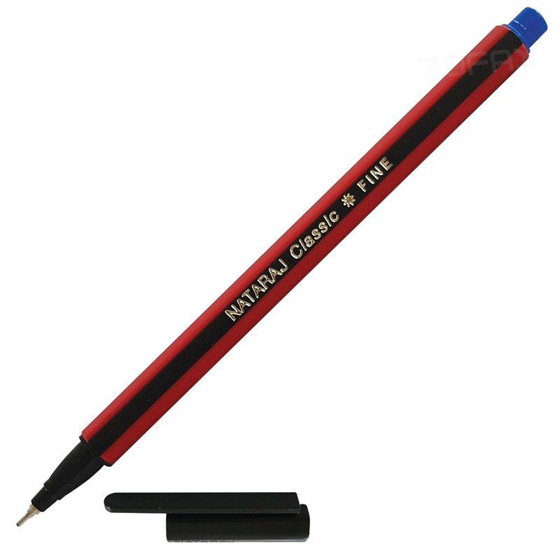 NATARAJ Classic Fine Point BLUE Ballpoint Pens (10 x 0.7mm