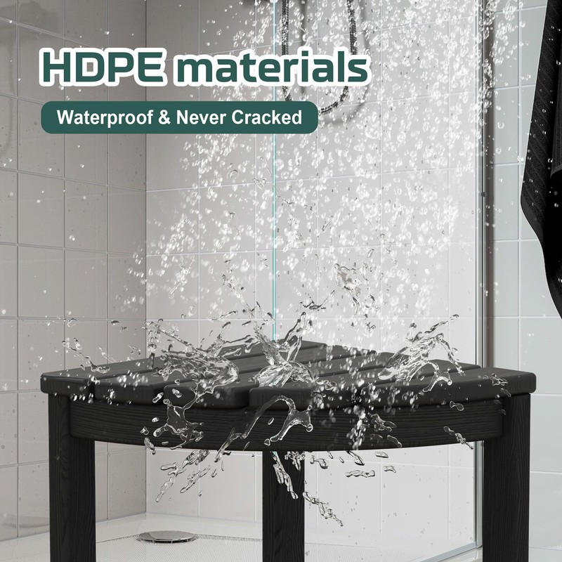 BEKVEM Corner Shower Stool for Inside Shower, HDPE Waterproof Shower